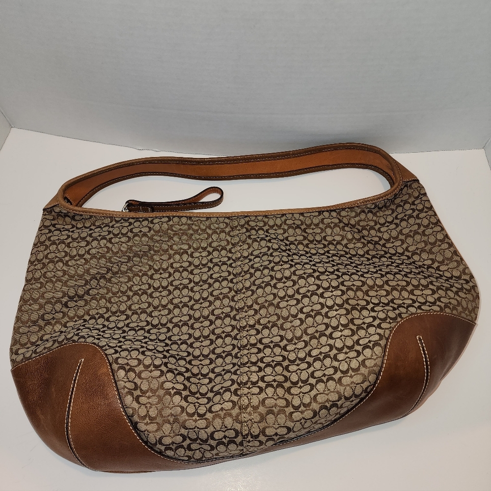 Coach Hobo Signature Canvas Bag W Leather Trim 6618 - Picture 3 of 14